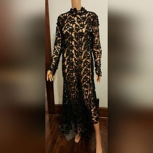 Crocheted look black dress with back zipper XXL Halloween costume or fun outfit.